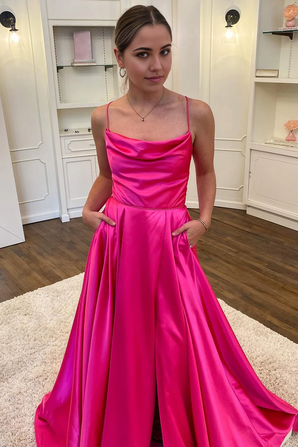 A-line Spaghetti Straps Corset Back formal dresses evening gown Prom Dress